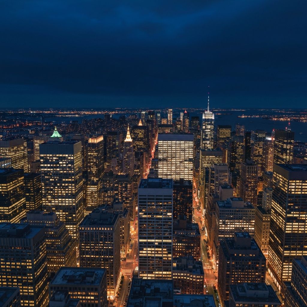 Manhattan skyline at twilight